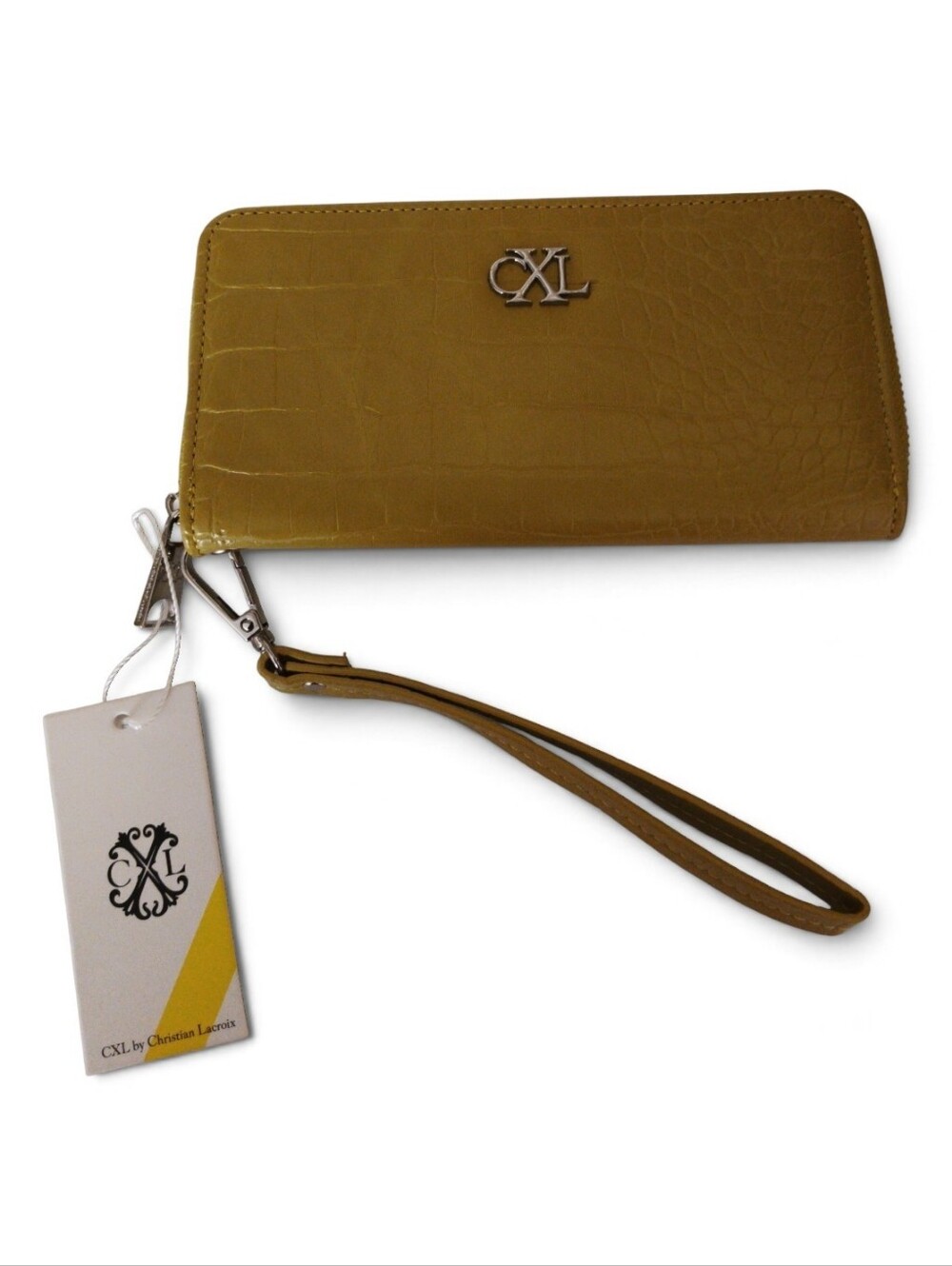 CXL Yellow Croc-Embossed Wristlet Clutch